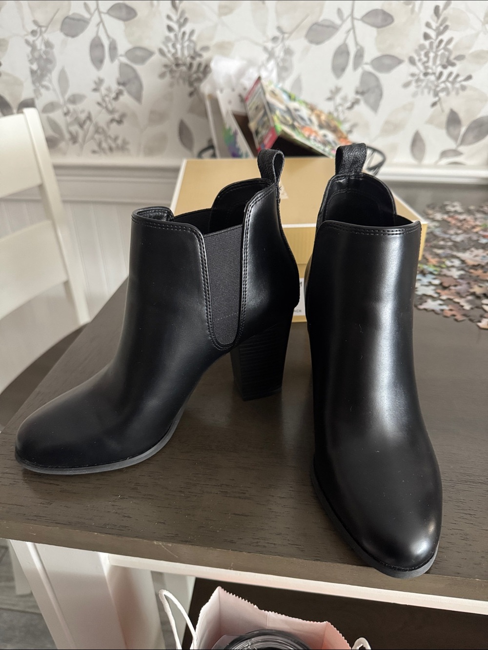 BRAND NEW! Black Women's Leather Ankle Boots - Classic Block Heel
